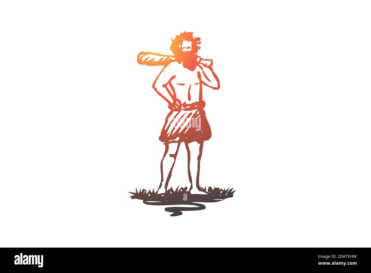Primitive, man, caveman, ancient, neanderthal concept. Hand drawn ...