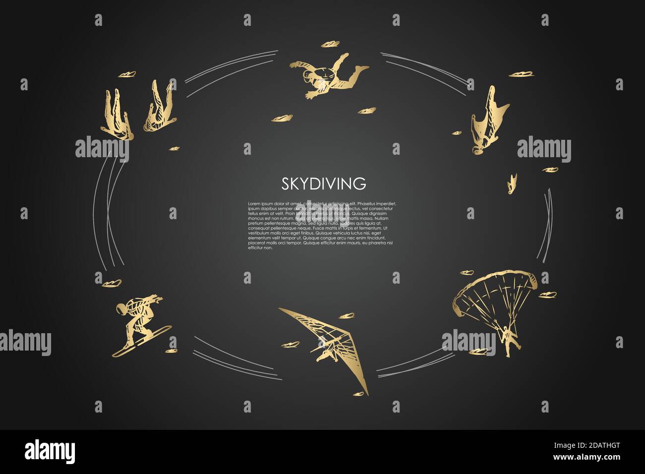 Skydiving - people in air jumping with parachute and skydiving vector ...