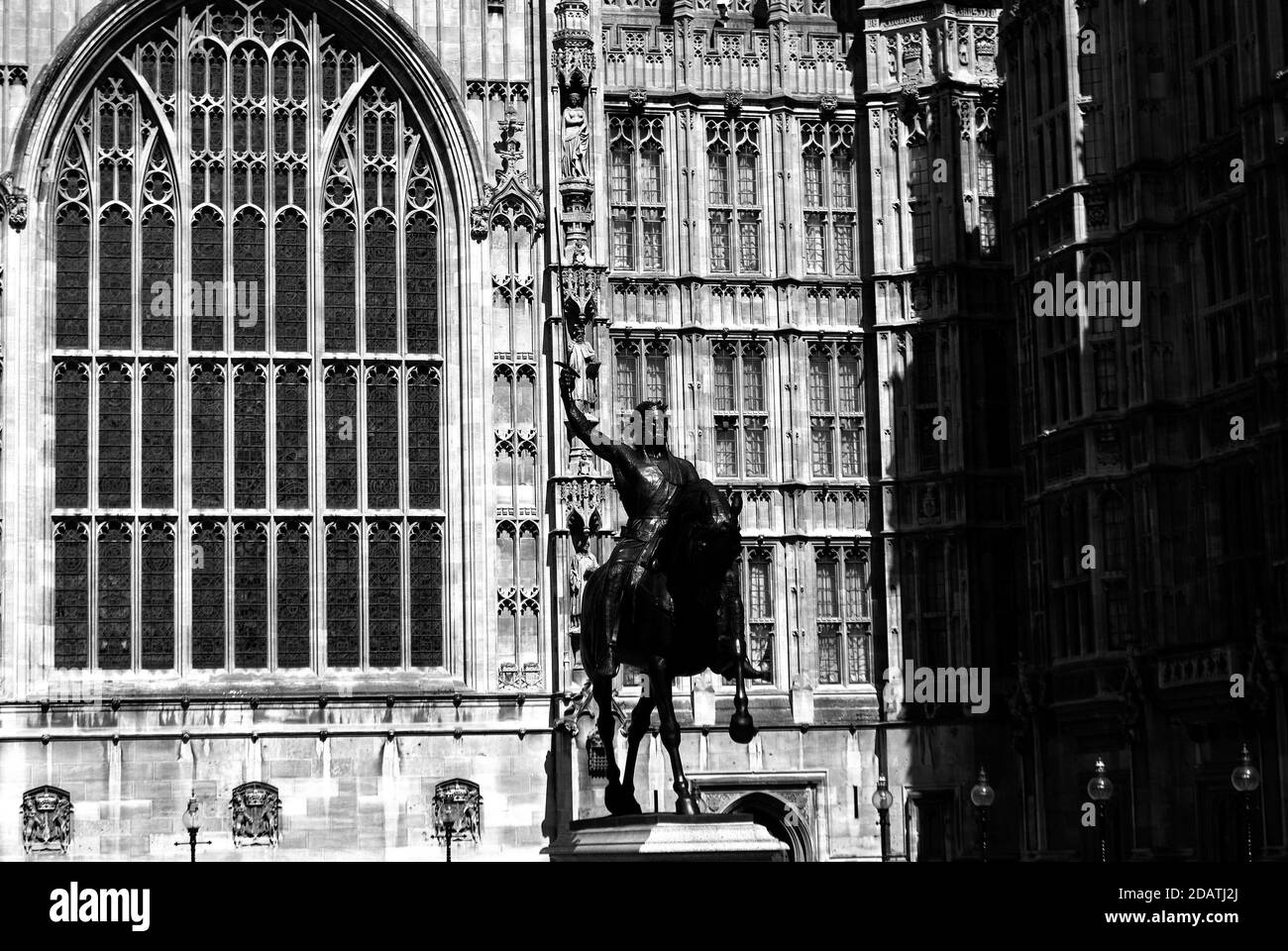 Richard the Lionheart Statue at Westminster Stock Photo