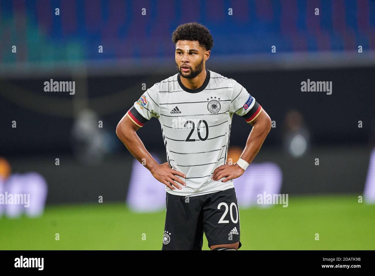 Serge GNABRY, DFB 20  half-size, portrait, one person, single, Aktion, Einzelbild, angeschnittenes Einzelmotiv, Halbfigur, halbe Figur,  in the match GERMANY - UKRAINE 3-1 UEFA Nations League,  German Football Nationalteam, DFB , Season 2020/2021 in Leipzig, Germany, November 14, 2020 © Peter Schatz / Alamy Live News   Important: DFB regulations prohibit any use of photographs as image sequences and/or quasi-video. Stock Photo