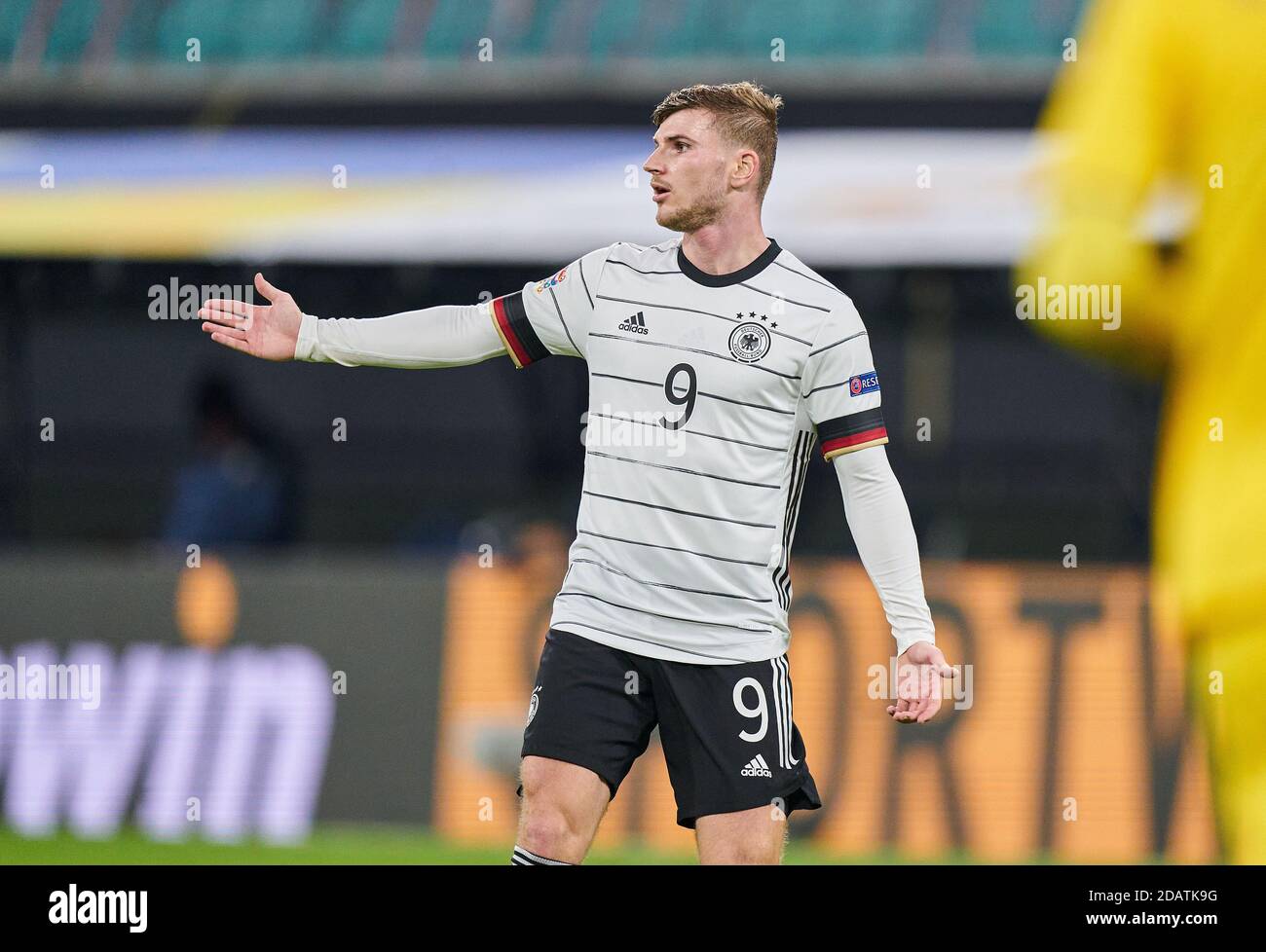 Timo WERNER, DFB 9  half-size, portrait, one person, single, Aktion, Einzelbild, angeschnittenes Einzelmotiv, Halbfigur, halbe Figur,  in the match GERMANY - UKRAINE 3-1 UEFA Nations League,  German Football Nationalteam, DFB , Season 2020/2021 in Leipzig, Germany, November 14, 2020 © Peter Schatz / Alamy Live News   Important: DFB regulations prohibit any use of photographs as image sequences and/or quasi-video. Stock Photo