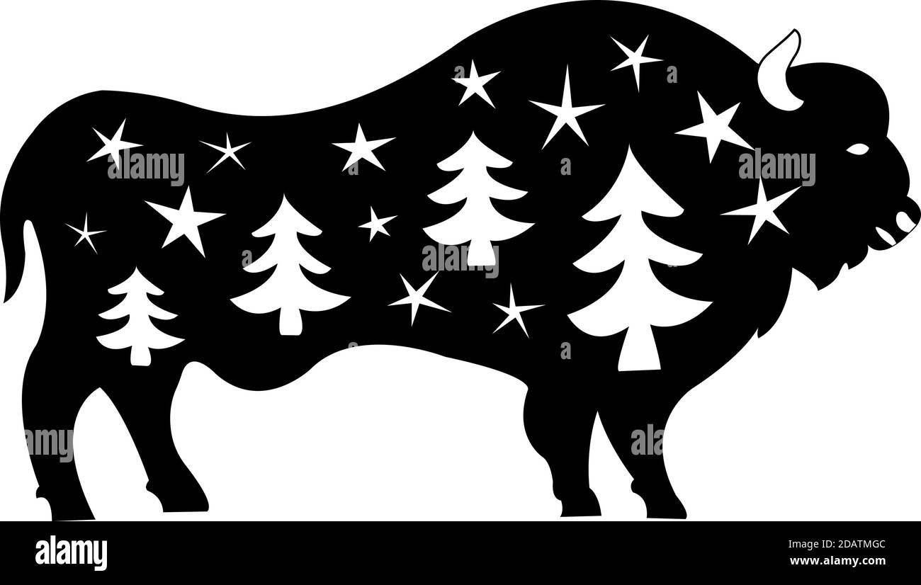 ox with new year decoration. vector illustration Stock Vector