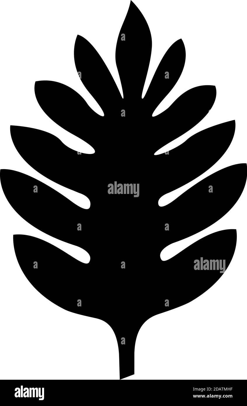 Breadfruit black silhouette palm leaf. vector icon Stock Vector