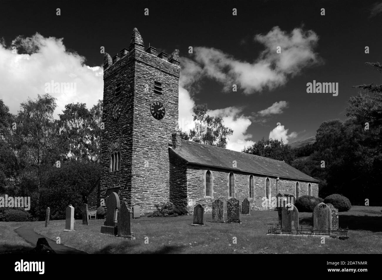 Summer view of Jesus Church, Troutbeck village, Kirkstone pass, Lake District National Park, Cumbria, England, UK Stock Photo
