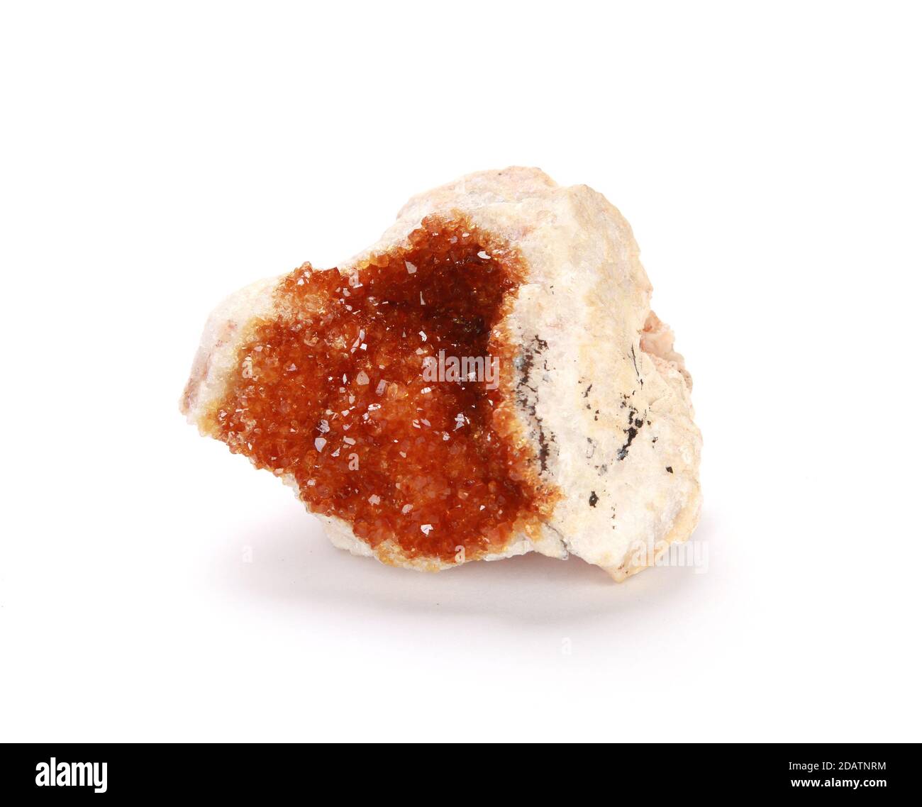 Cluster of several yellow quartz crystals isolated on white background ...