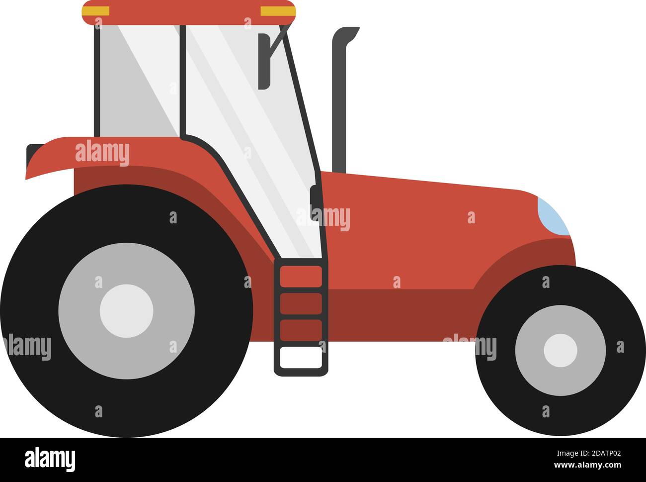 Farm tractor, side view, flat vector illustration Stock Vector
