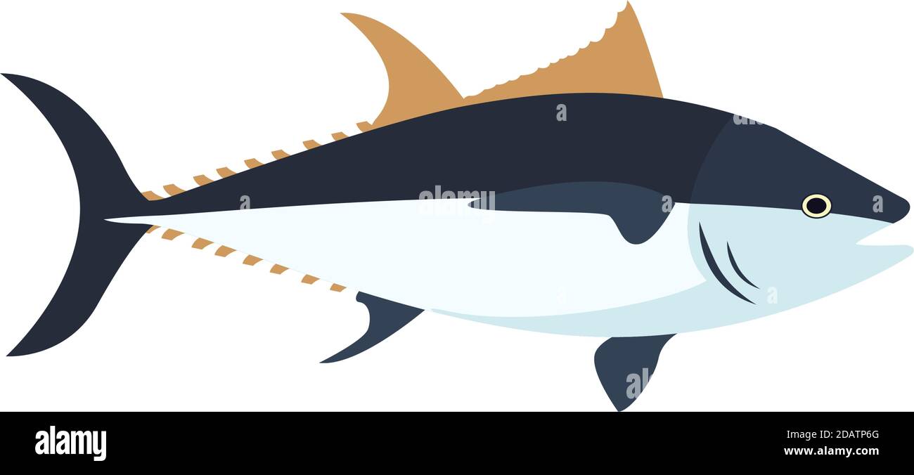 Atlantic bluefin tuna fish simple vector cartoon color illustration Stock Vector