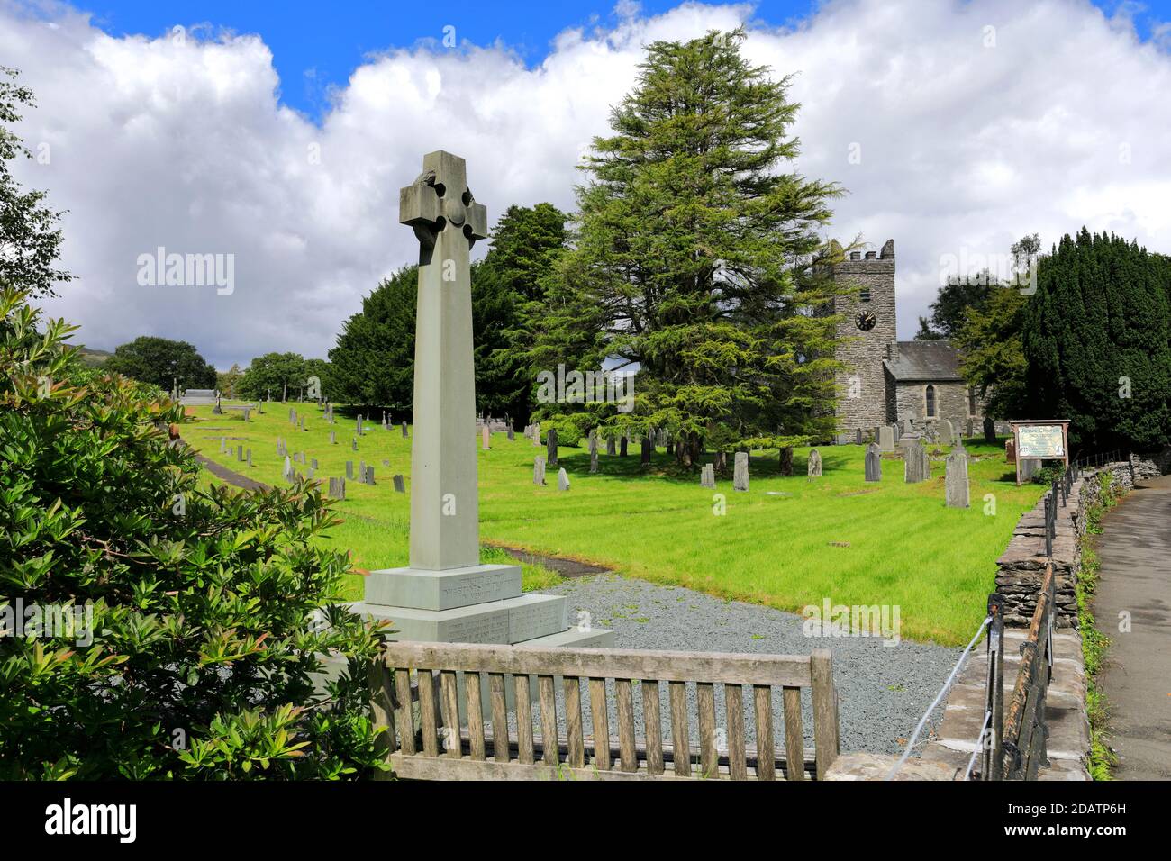 Summer view of Jesus Church, Troutbeck village, Kirkstone pass, Lake District National Park, Cumbria, England, UK Stock Photo