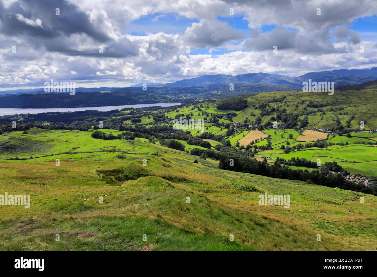 Summer view over Troutbeck village, Troutbeck valley, Kirkstone pass, Lake District National Park, Cumbria, England, UK Stock Photo
