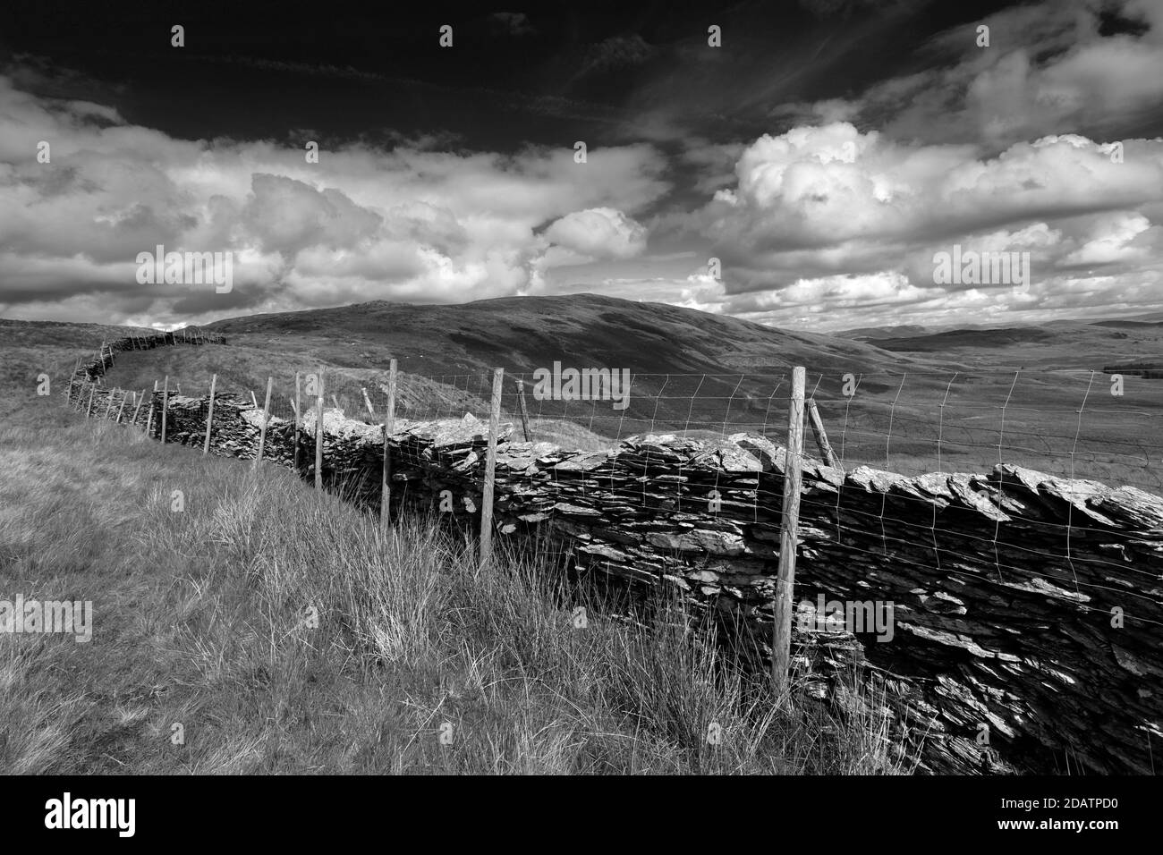 View to the Summit of Sallows fell, Troutbeck valley, Kirkstone pass, Lake District National Park, Cumbria, England, UK Sallows fell is one of the 214 Stock Photo