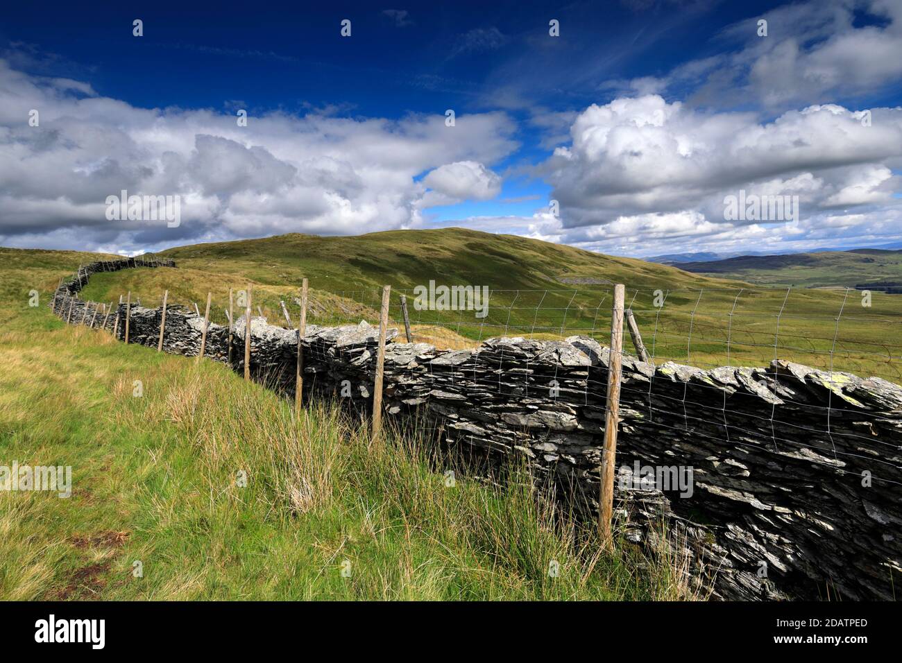 View to the Summit of Sallows fell, Troutbeck valley, Kirkstone pass, Lake District National Park, Cumbria, England, UK Sallows fell is one of the 214 Stock Photo