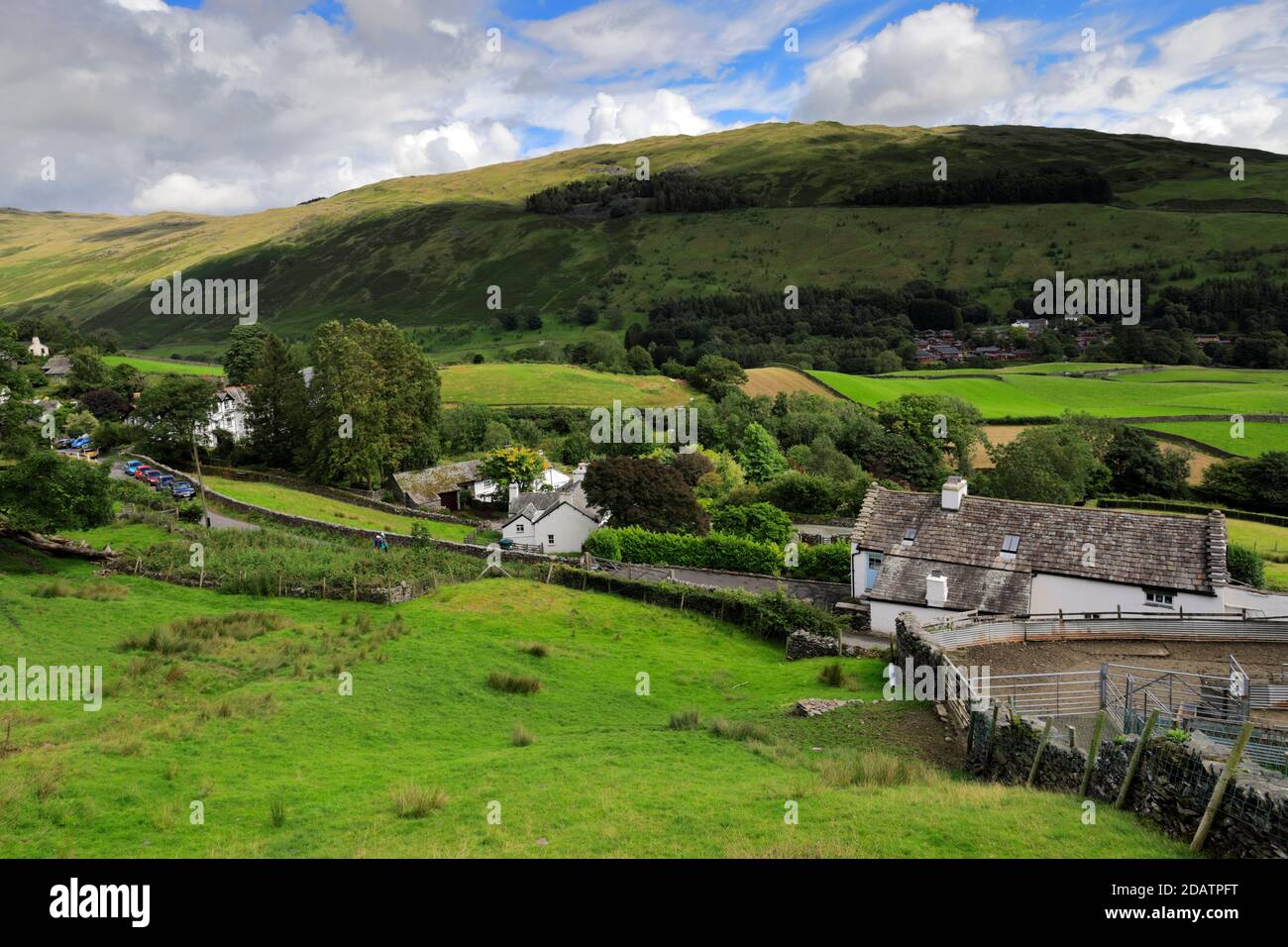 Summer view over Troutbeck village, Troutbeck valley, Kirkstone pass