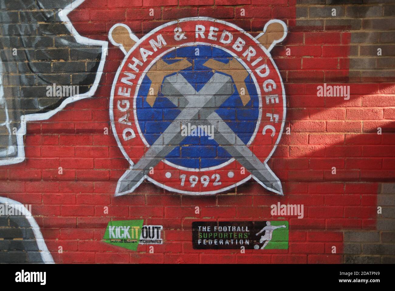 A Dagenham and Redbridge logo mural during the FA Women's Super League