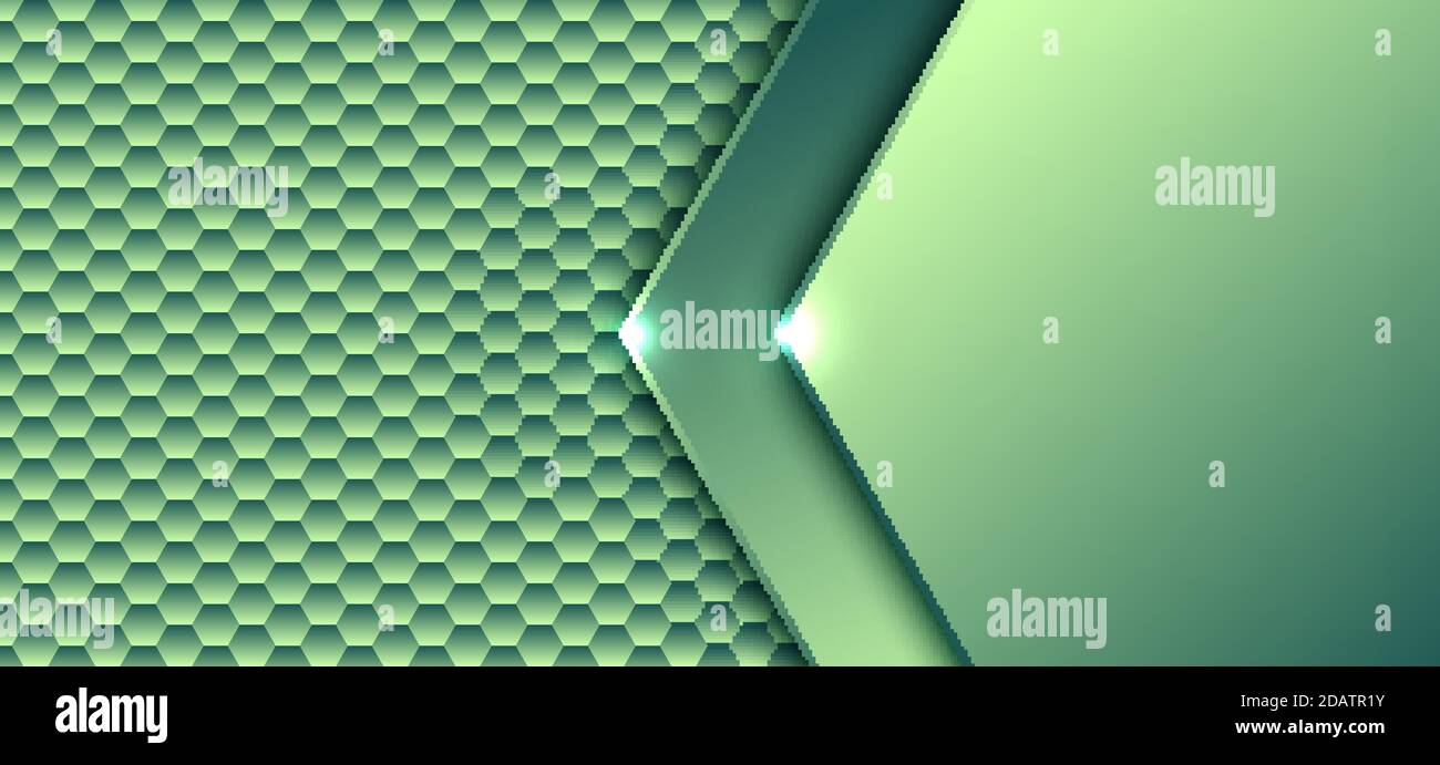 Abstract technology digital concept green gradient hexagonal element pattern with light artwork design background and texture. Vector illustration Stock Vector