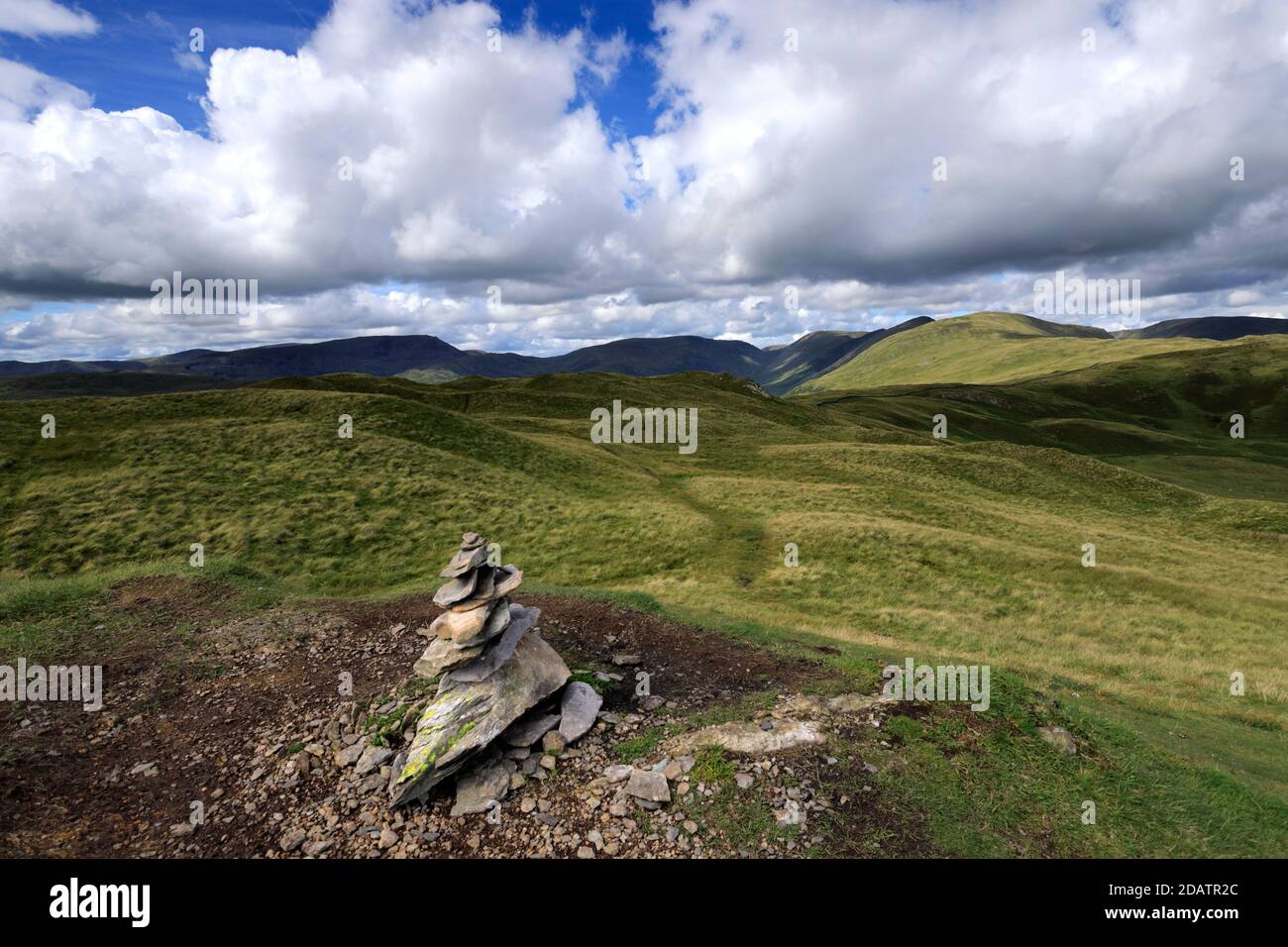 The Summit Cairn of Sour Howes fell, Troutbeck village, Kirkstone pass, Lake District National Park, Cumbria, England, UK Sour Howes fell is one of th Stock Photo