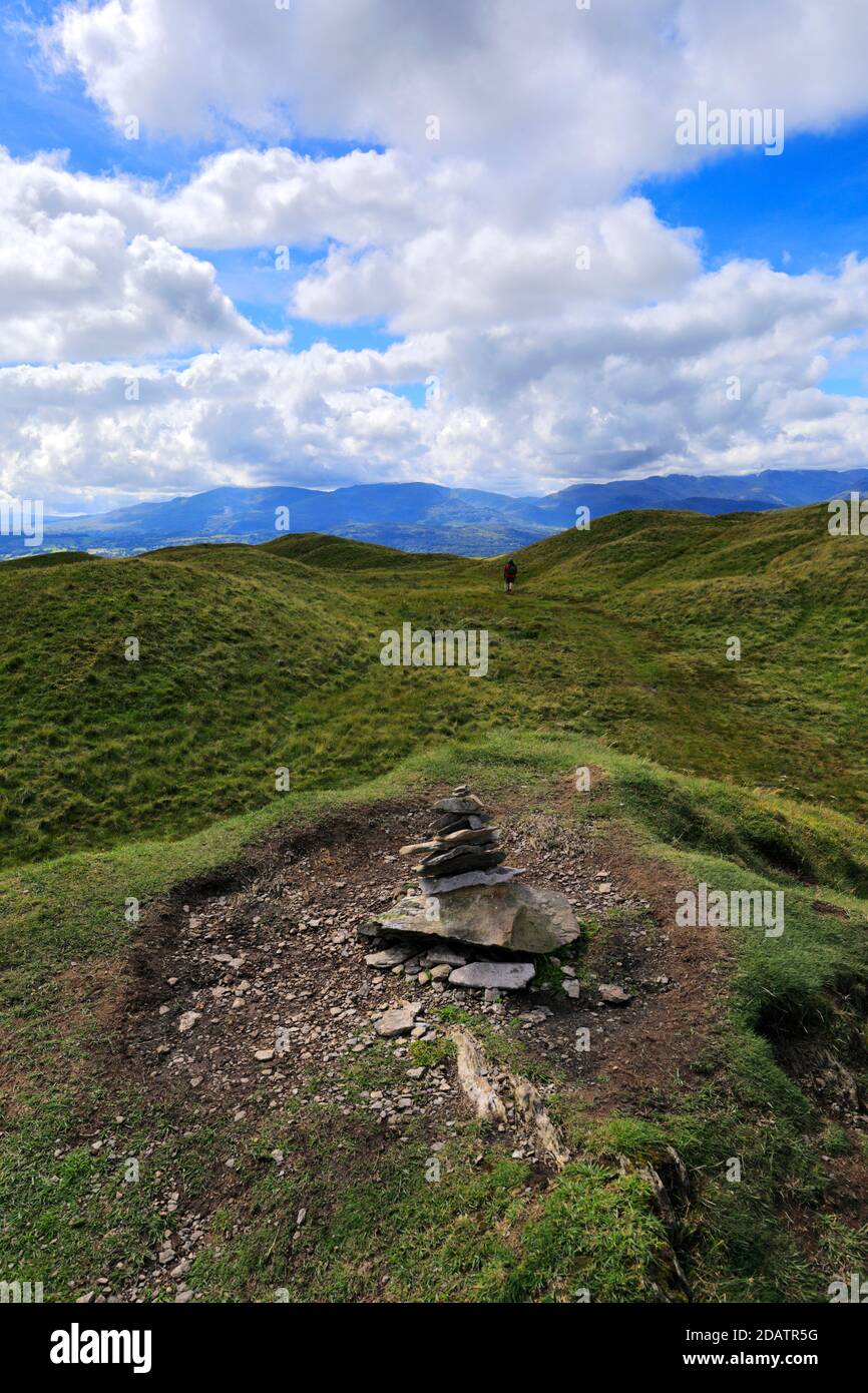 The Summit Cairn of Sour Howes fell, Troutbeck village, Kirkstone pass, Lake District National Park, Cumbria, England, UK Sour Howes fell is one of th Stock Photo