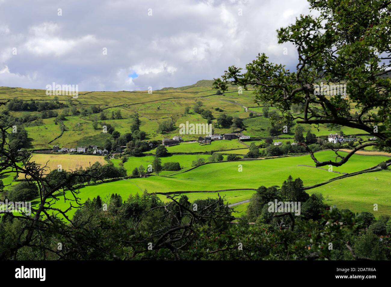 Summer view over Troutbeck village, Troutbeck valley, Kirkstone pass