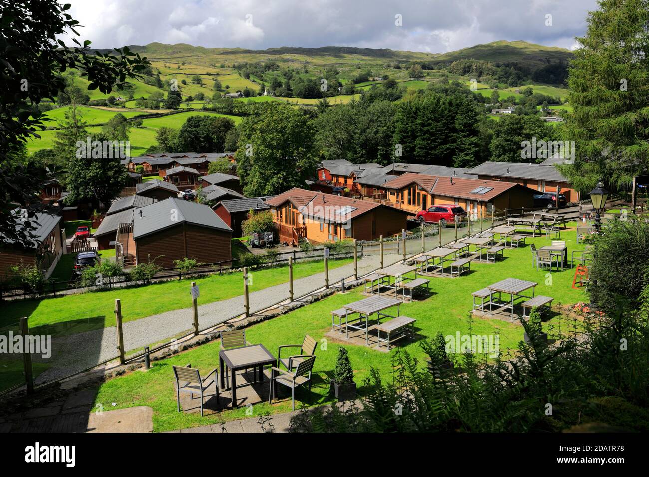 Summer view over Troutbeck village, Troutbeck valley, Kirkstone pass, Lake District National Park, Cumbria, England, UK Stock Photo