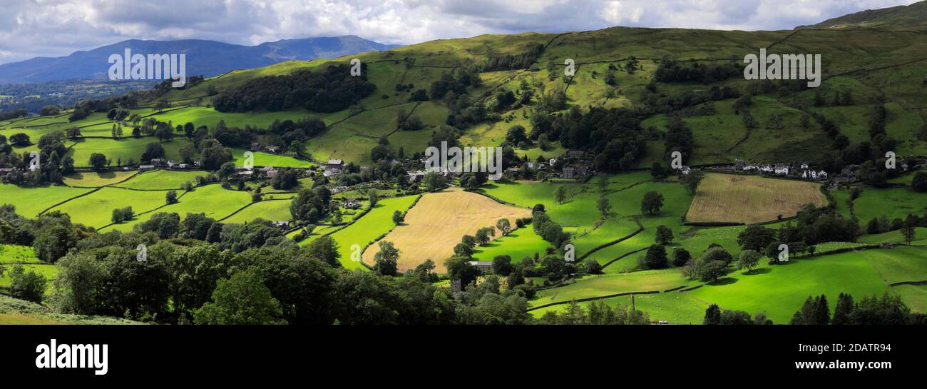 Summer view over Troutbeck village, Troutbeck valley, Kirkstone pass