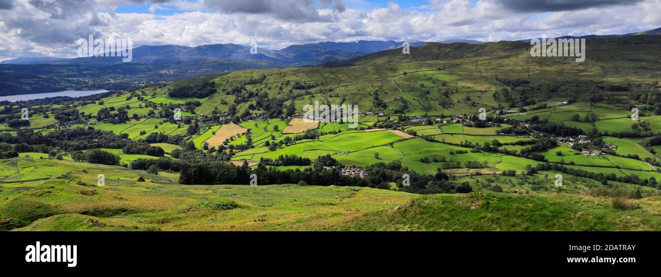 Summer view over Troutbeck village, Troutbeck valley, Kirkstone pass