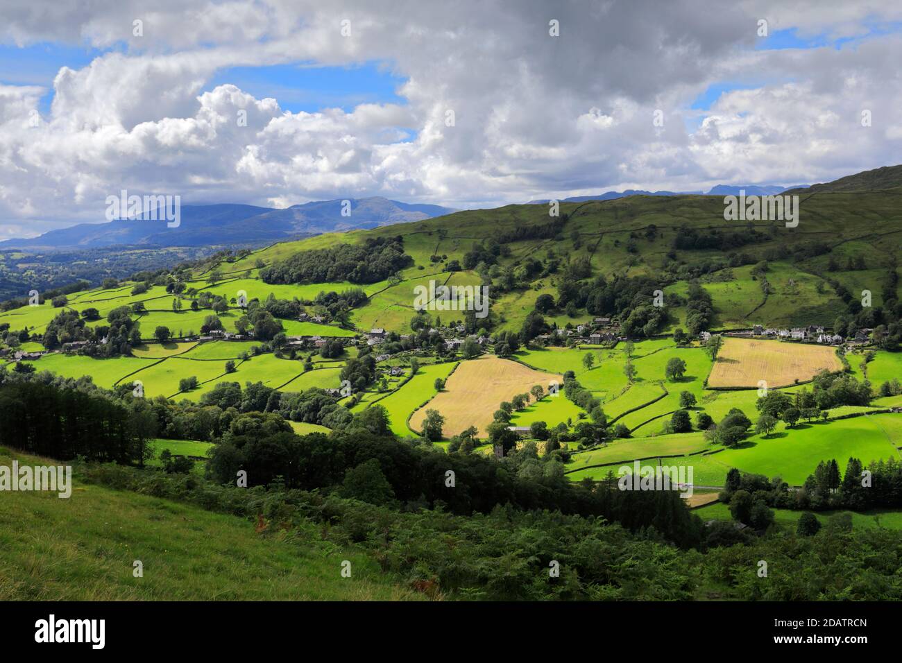 Summer view over Troutbeck village, Troutbeck valley, Kirkstone pass