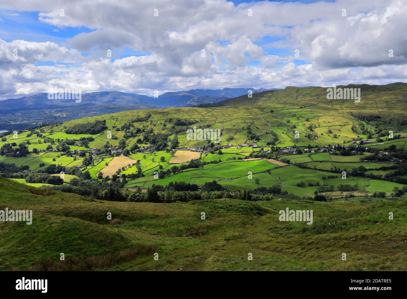 Summer view over Troutbeck village, Troutbeck valley, Kirkstone pass