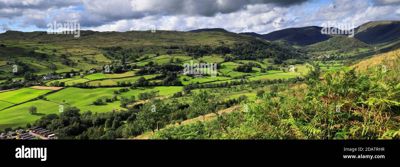 Summer view over Troutbeck village, Troutbeck valley, Kirkstone pass