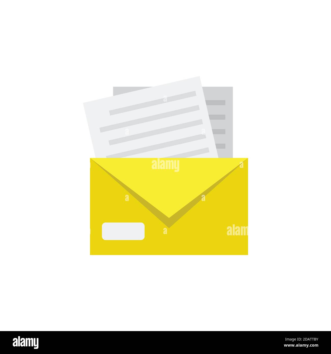Closed yellow mail envelope for sending letters on white background