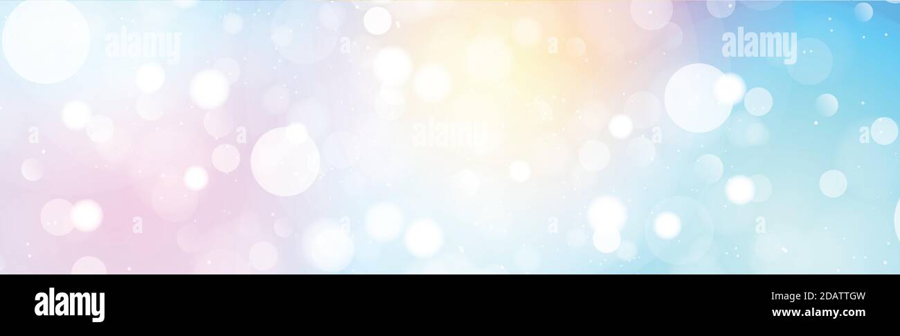 Multicolored blurred bokeh on a colored background panorama Stock Vector