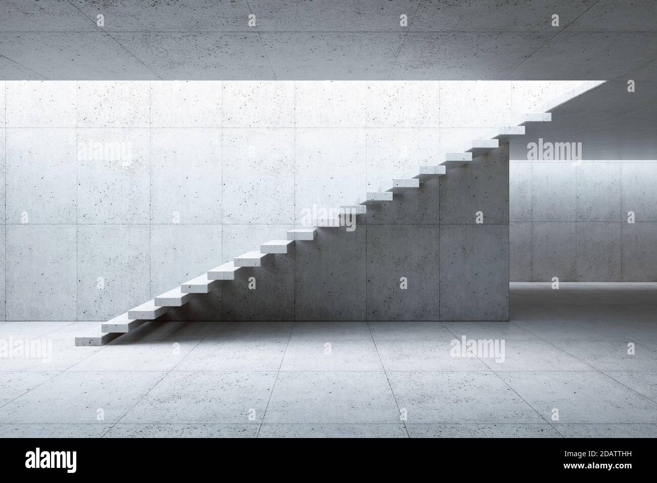Staircase Rendring modern staircase in concrete interior, 3d rendering Stock Photo - Alamy