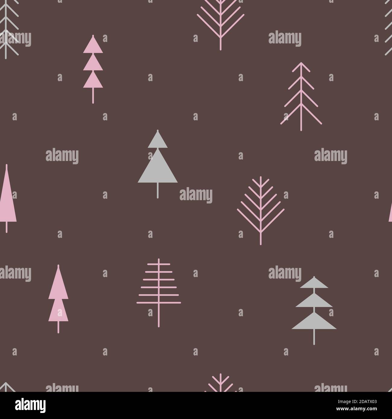 Seamless abstract pattern with unique line trees Stock Vector