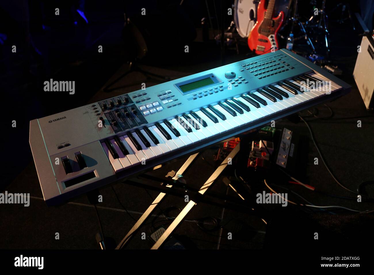 Empty Band set-up on a stage in England, UK Stock Photo - Alamy