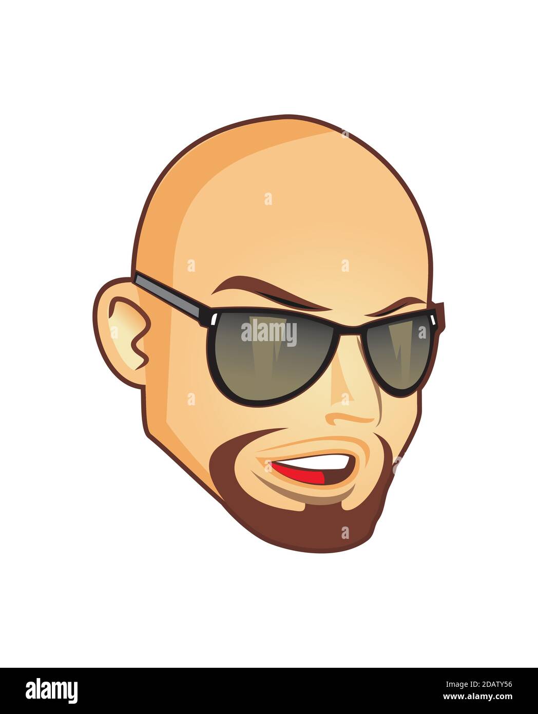 Cool bald guy head wearing sunglass design illustration vector eps format , suitable for your design needs, logo, illustration, animation, etc. Stock Vector