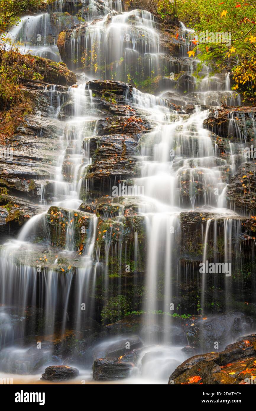 Issaqueena Falls during autumn season in Walhalla, South Carolina, USA. Stock Photo