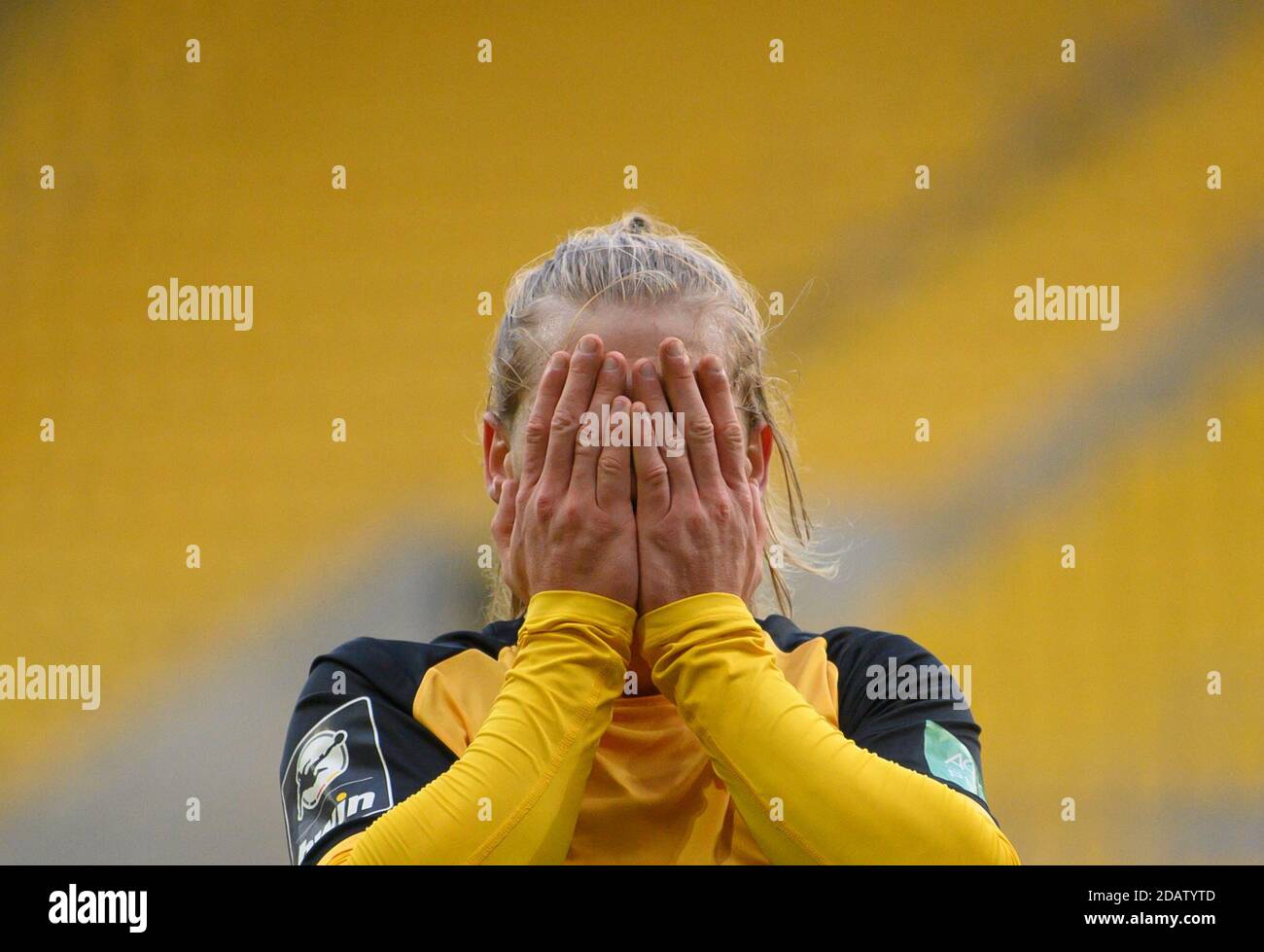 Dresden, Germany. 15th Nov, 2020. Football: 3rd division, SG Dynamo Dresden  - TSV 1860 Munich, 10th matchday, at the Rudolf-Harbig-Stadium Dynamos  Marvin Stefaniak (r) against Munich's Quirin Moll. Credit: Robert  Michael/dpa-Zentralbild/ZB/dpa/Alamy Live