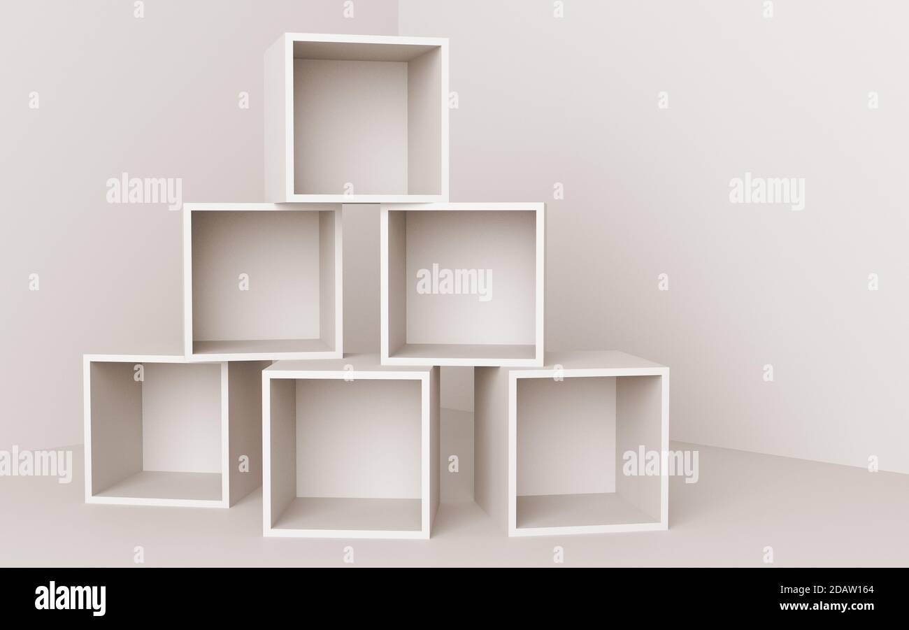 box blank cube white 3D illustration Stock Photo