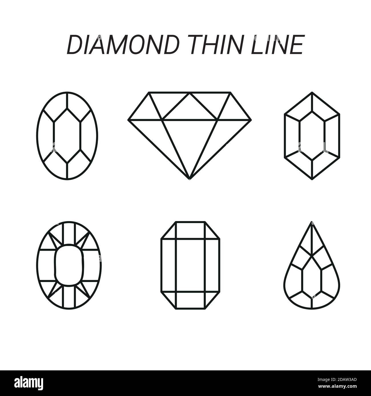 Diamond icon set. Abstract jewelry gemstones, crystals. Jewelry logo design. Vector on isolated white background. EPS 10 Stock Vector