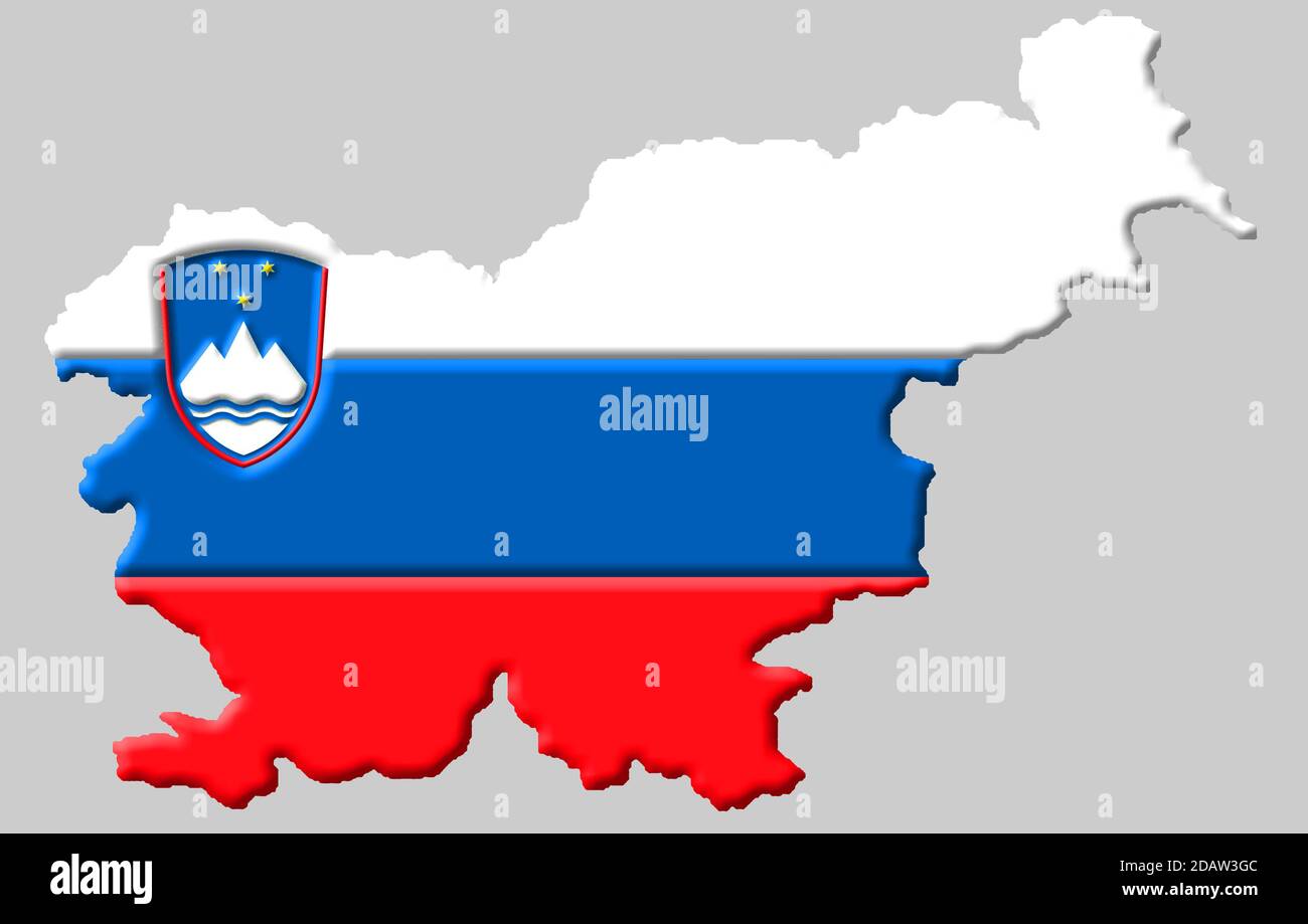 3D map of Slovenia with colours of the Slovenian national flag Stock ...