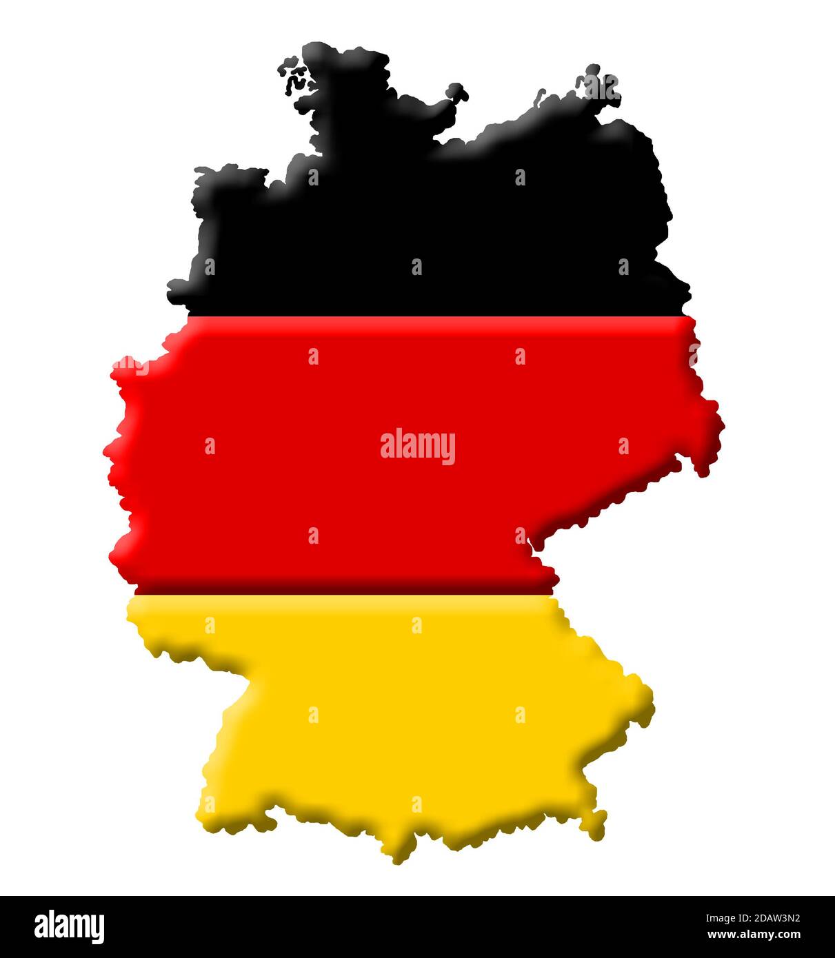 3D map of Germany with colours of the German national flag Stock Photo