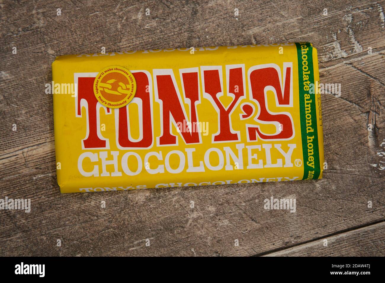 Tony's Chocolonely Milk Chocolate Bar with Almond, Honey and Nougat