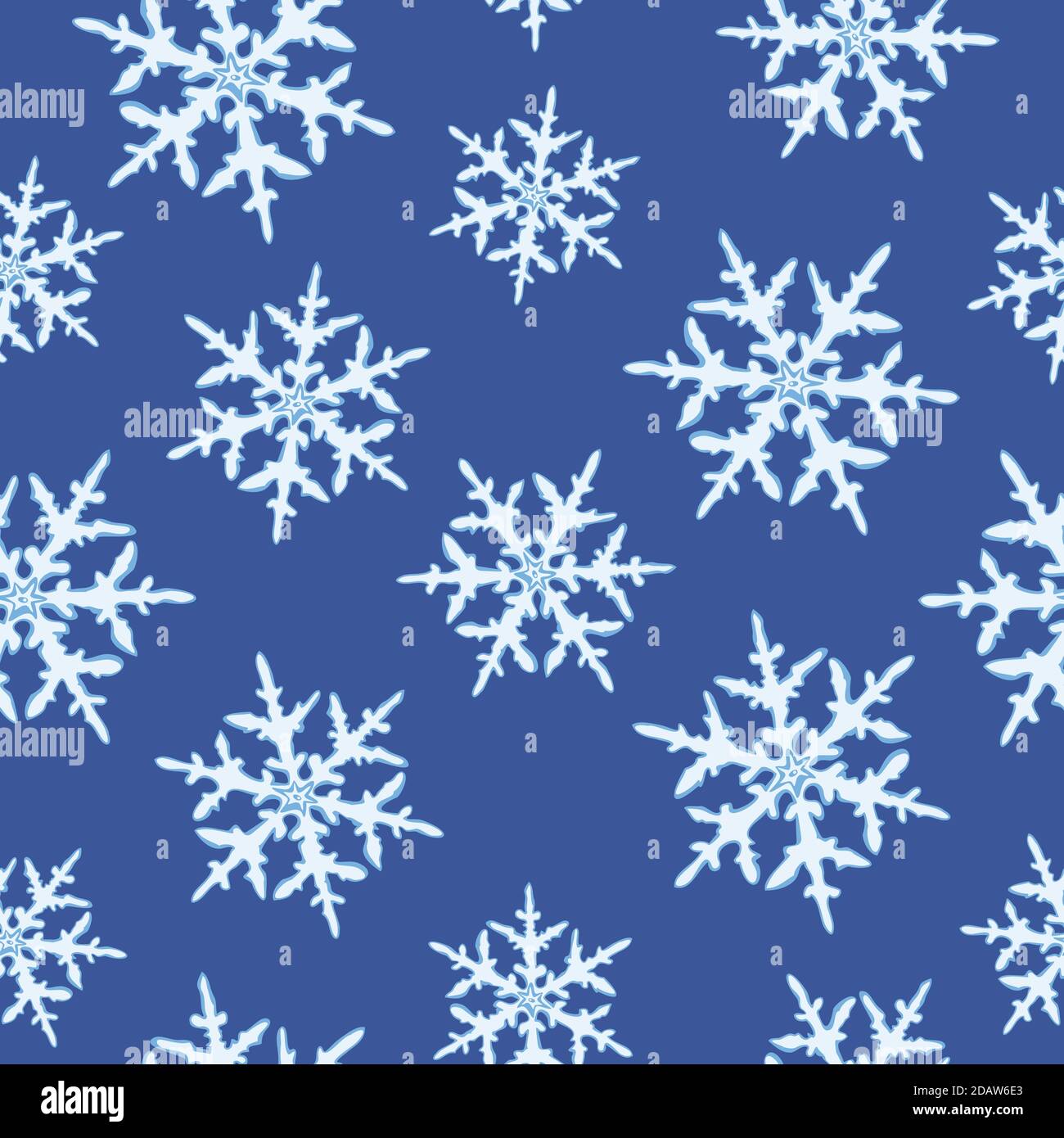 Vector seamless pattern of snowflakes isolated on a blue background. Christmas collection. Vector illustration. Stock Vector