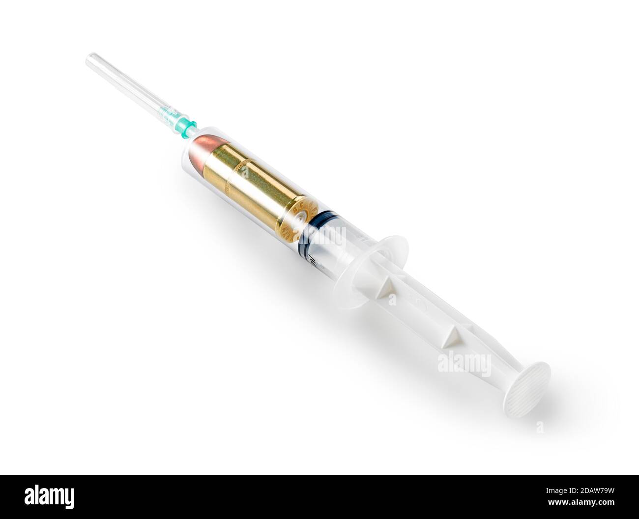 One syringe contains a dangerous bullet. Stock Photo