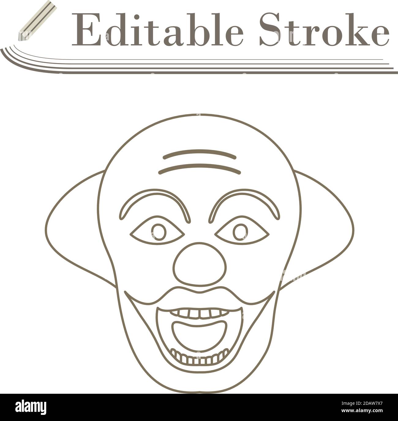 Party Clown Face Icon. Editable Stroke Simple Design. Vector ...