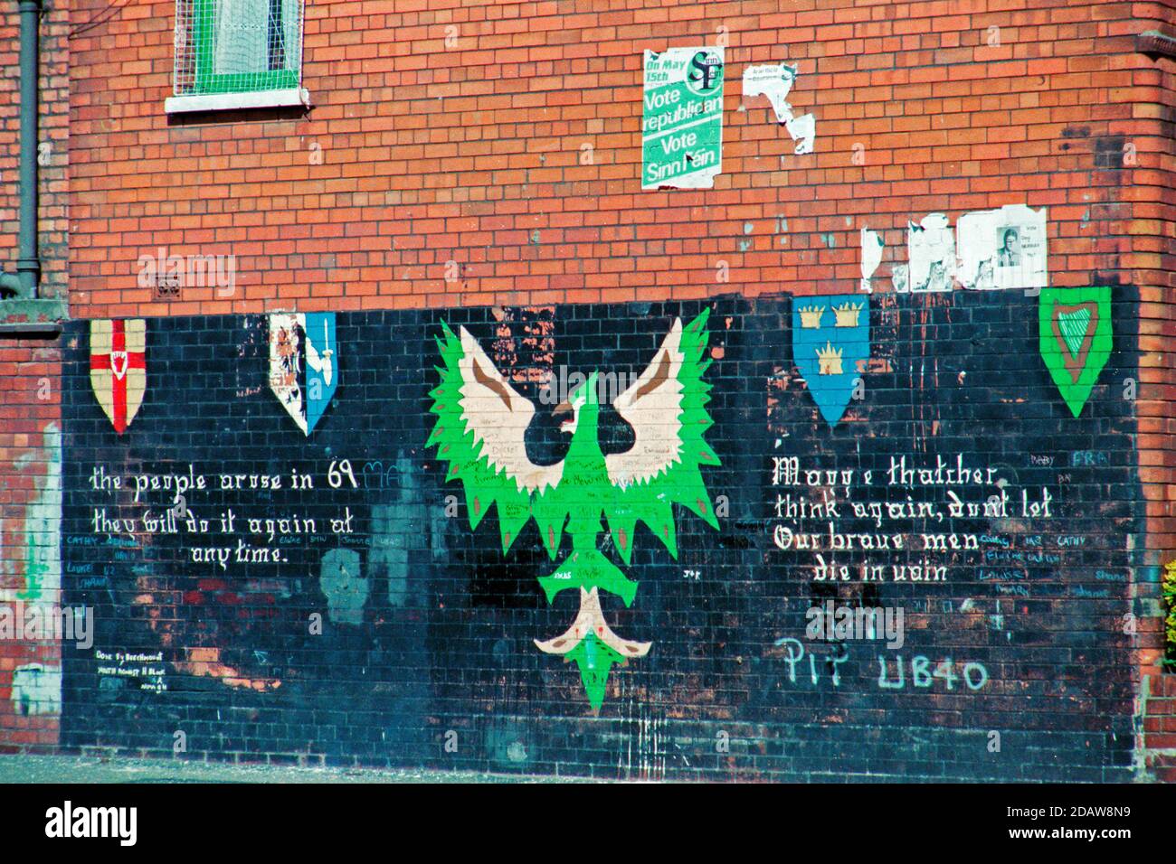 murals, Falls Road area, September 08, 1986, Belfast, Northern Ireland Stock Photo