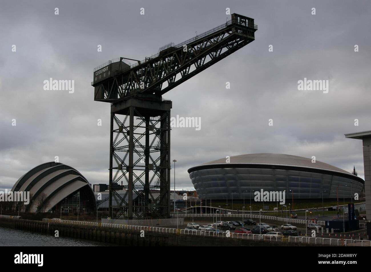 An image of the Finneston crane adjacent to the SSE Hydro and exhibition centre in Glasgow. Stock Photo