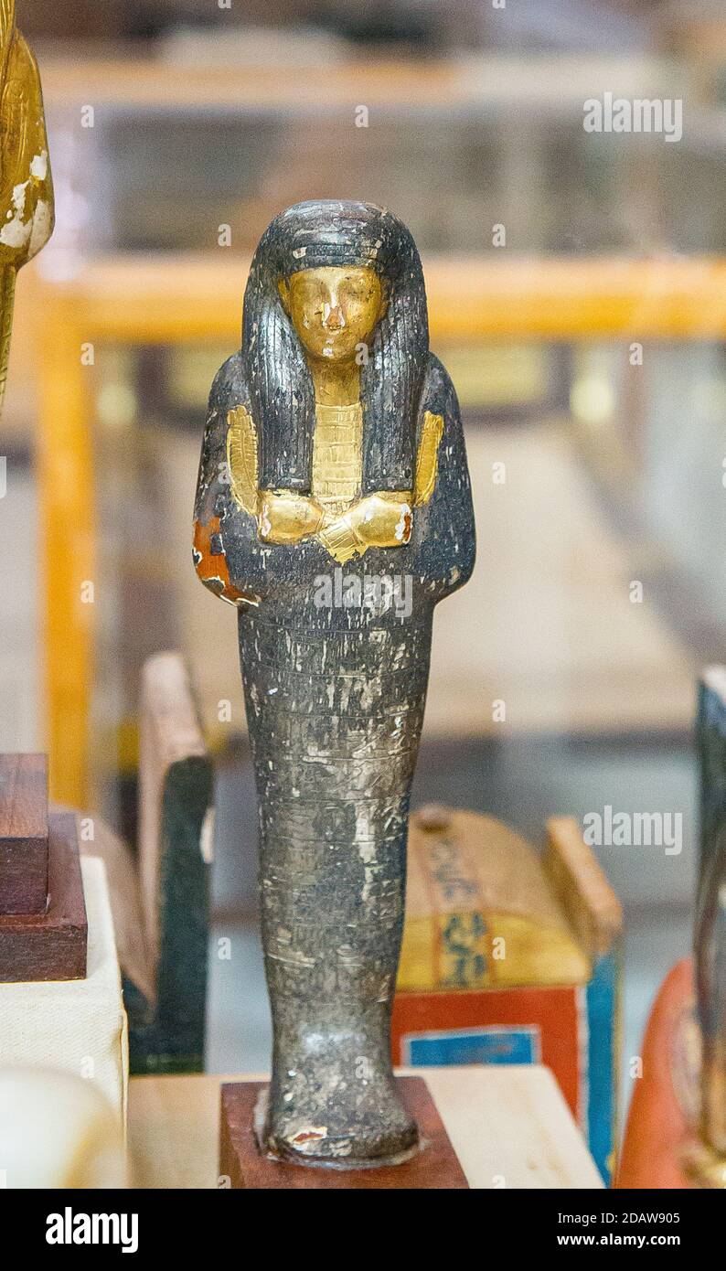 Egypt, Cairo, Egyptian Museum, from the tomb of Yuya and Thuya in Luxor :  Ushebti, in wood covered with silver foils Stock Photo - Alamy