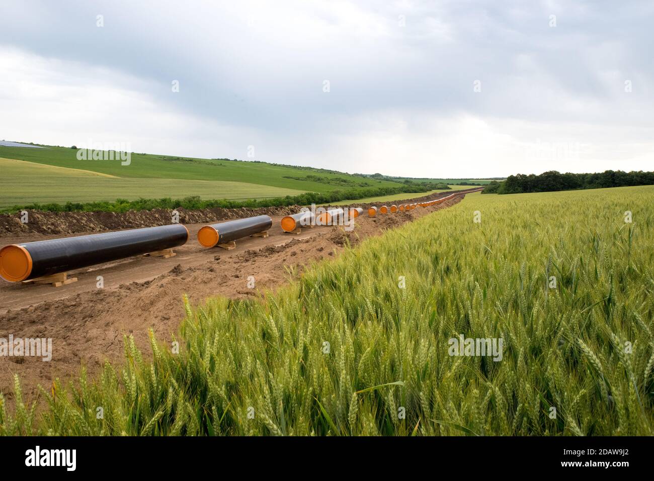 Construction works for gas-transmission pipeline Stock Photo