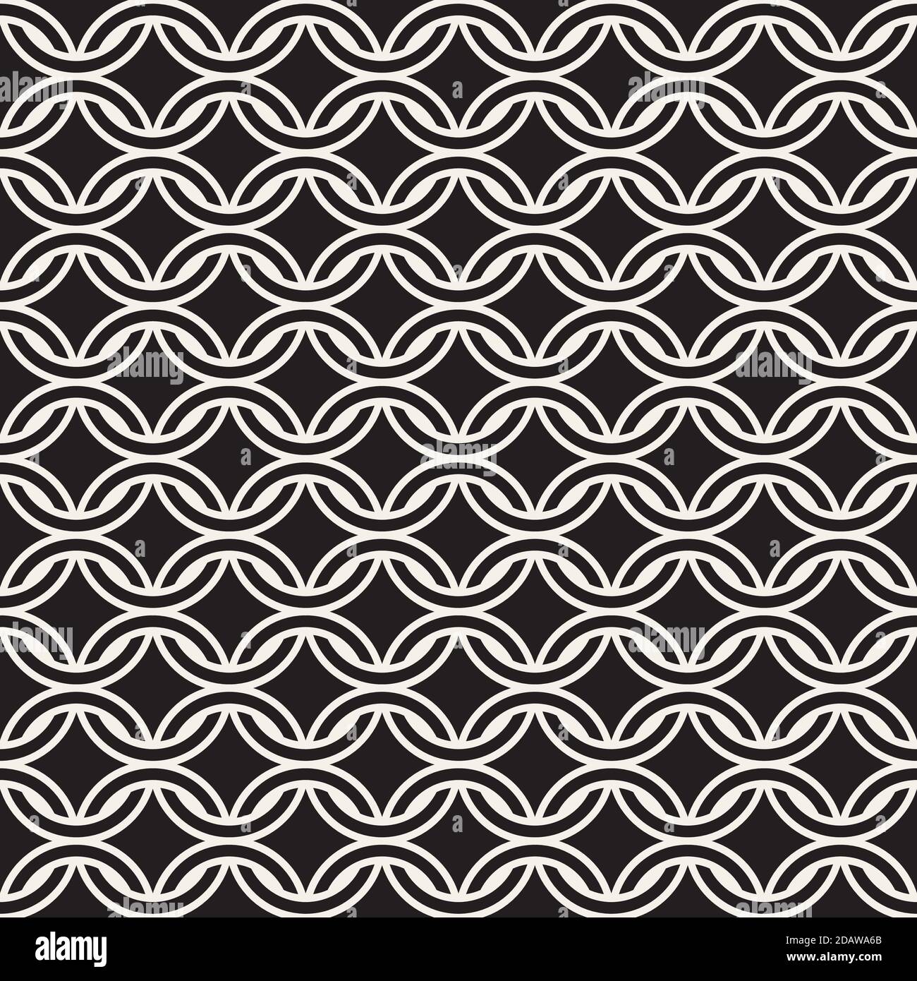 Vector seamless chain pattern. Interweaving thin lines abstract background. Geometric waved trellis design. Stock Vector