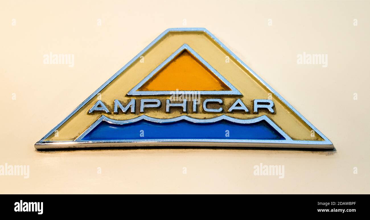 Logotype,  Amphicar Model 770, 1961, PS.SPEICHER Museum, Einbeck, Lower Saxony, Germany Stock Photo
