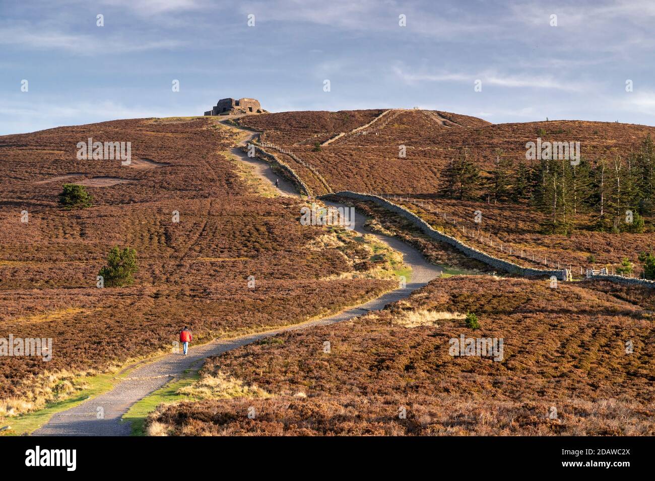 Jubliee Tower and Offa's Dyke, Moel Famau, North Wales Stock Photo